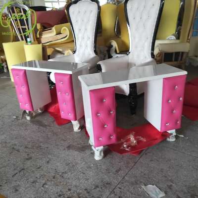 Great Foshan Factory 2019 Pink Nail Manicure Table For Beauty Salon