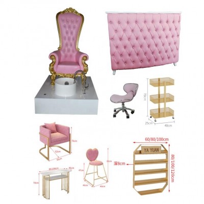 Great Foshan Factory Hot Pink Modern Pipeless Foot Massage Manicure Luxury High Back Throne King Kids Pedicure Spa Chair Station