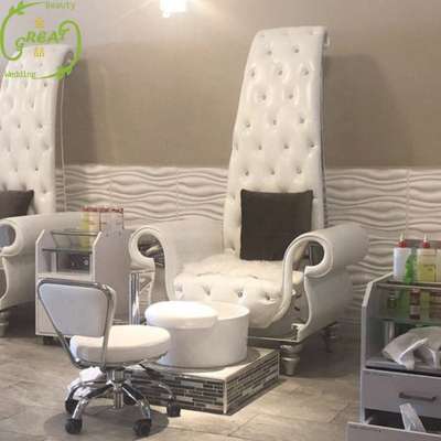 Throne King Pink / Equipment With Massage Modern Black Leather/ Velvet Comfortable Used Pedicure Chairs For Salon