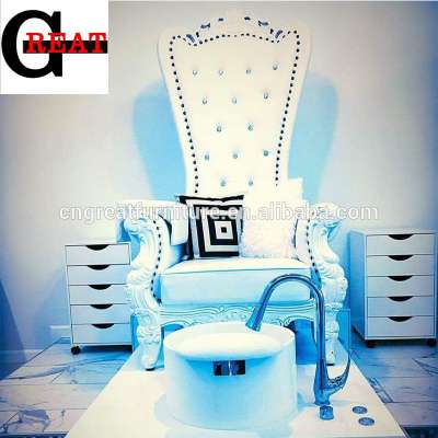 2019 white pedicure throne chair with spa pedicure bowl