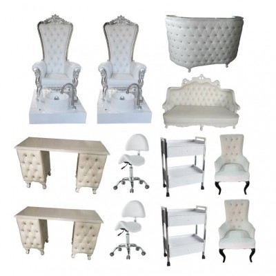 Great Foshan Factory Hot Sale White Beauty Salon Set Luxury Throne Pedicure Spa Chair With Bowl