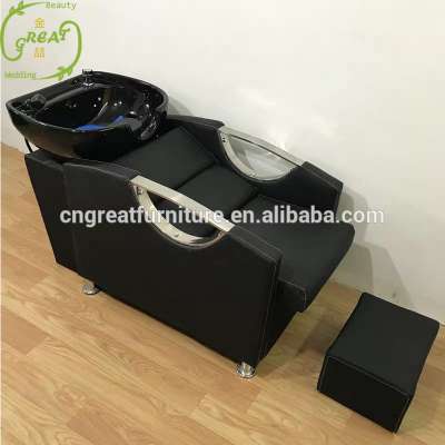 Foshan Great Backwash Unit Station Salon Spa Equipment Backwash Barber Shampoo Chair With Ceramic Bowl Sink