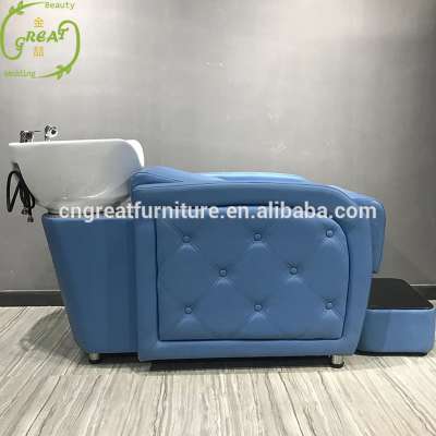 Foshan Great Luxury Hair Salon Furniture Hair Washing Ceramic Bowl Sink Electric Shampoo Chair